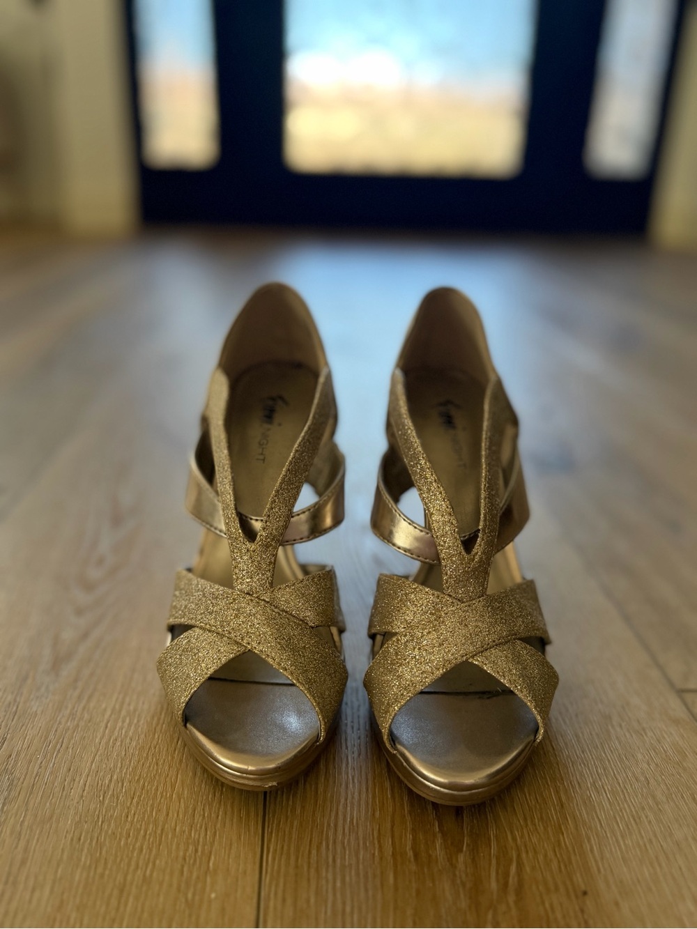 Gold Glitter Crisscross Heels